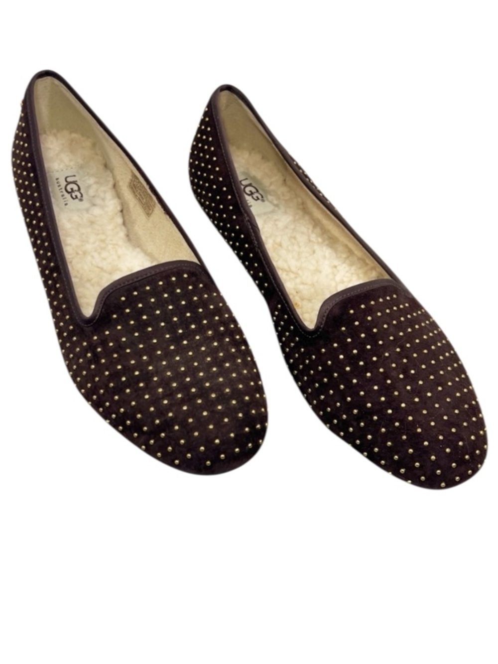 UGG Australia Alloway Dark Brown Studded Ballet Flat Slippers Women’s size 10